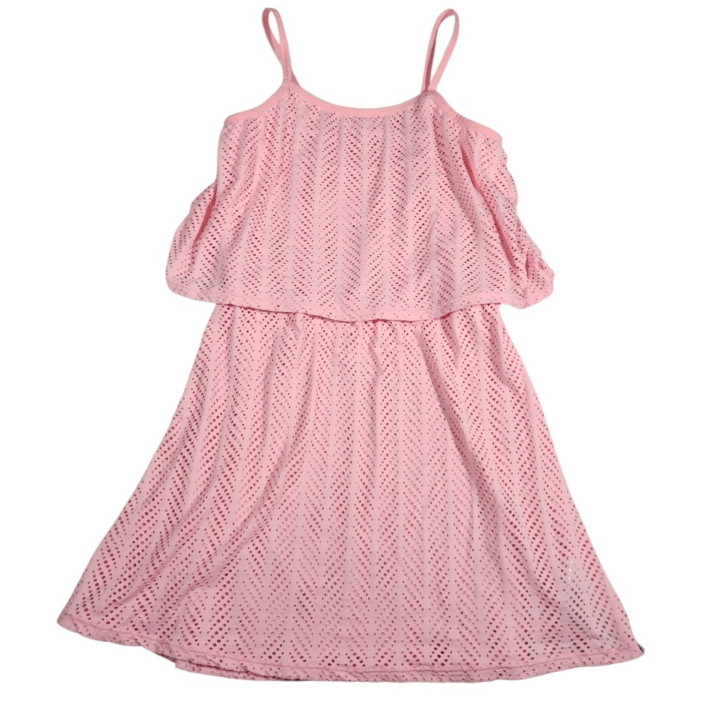 Hurley Girls XL Pink Crochet Eyelet Swim Cover Up Dress Beach Vacation Resort
